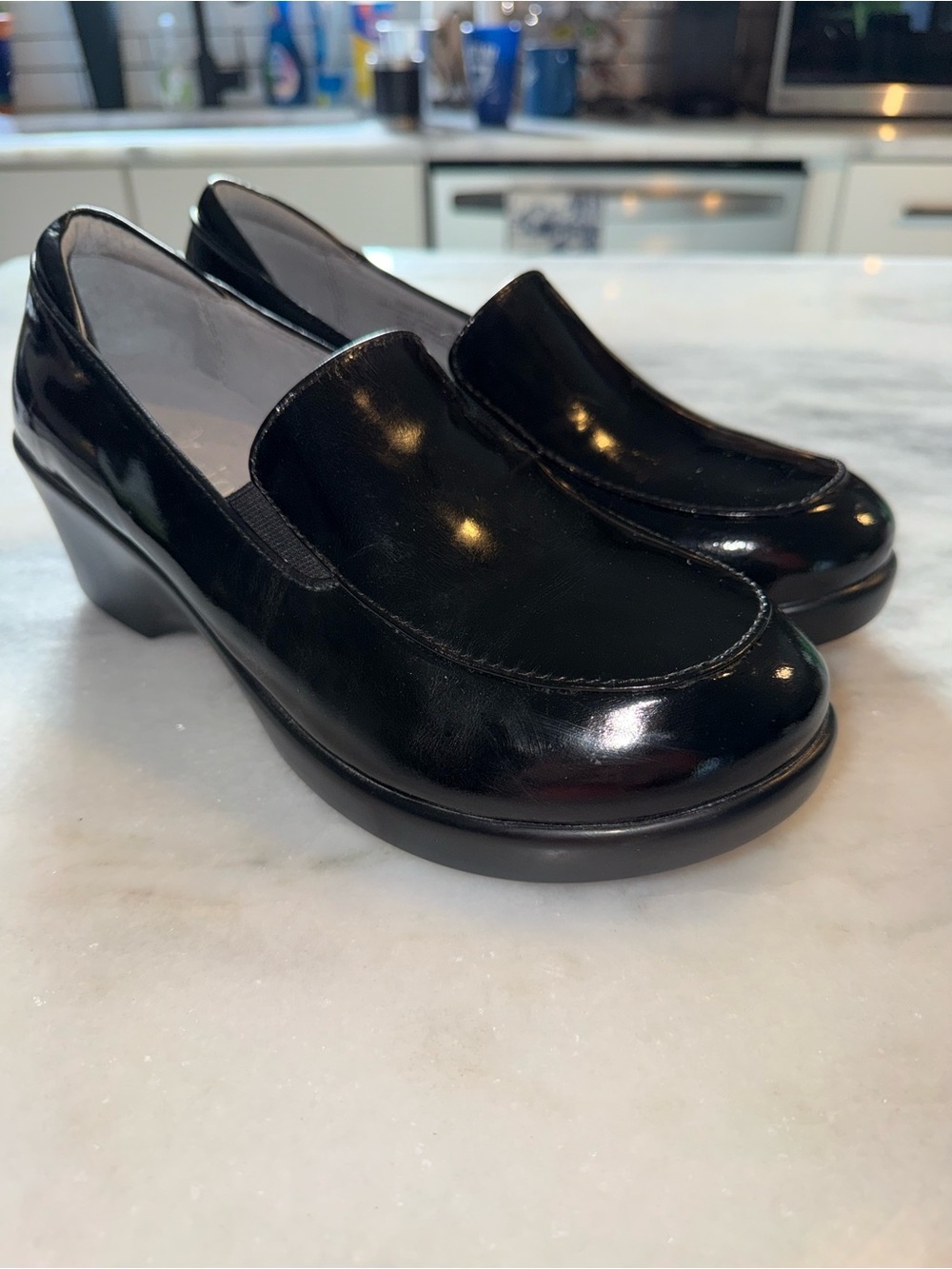 Alegria PG Lite Emma Slip On Wedge Loafers-Black Patent Leather-Size 38 (US 8)